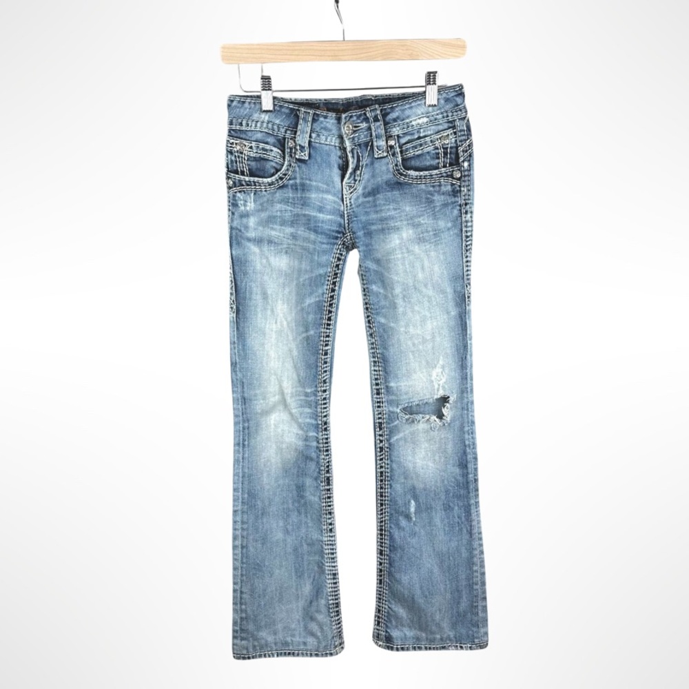 Rock Revival Women's Light Blue Distressed Boot Cut Jeans